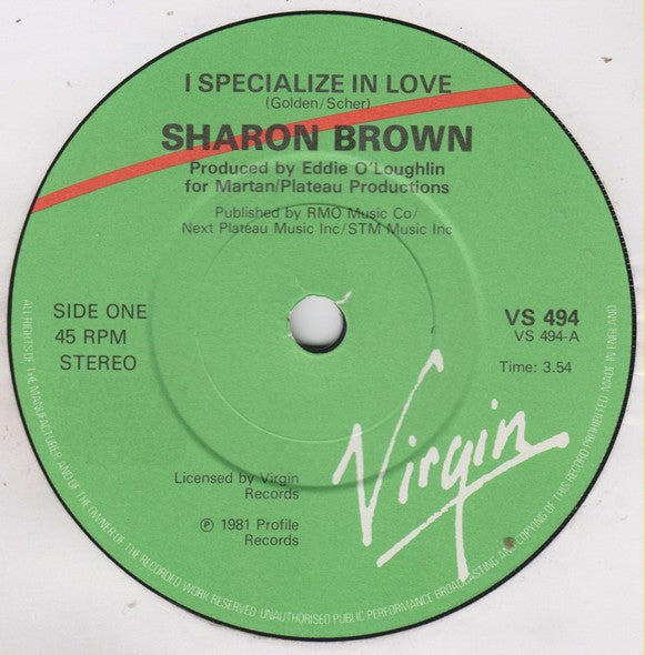 Sharon Brown : I Specialize In Love (7", Single)