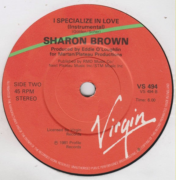 Sharon Brown : I Specialize In Love (7", Single)