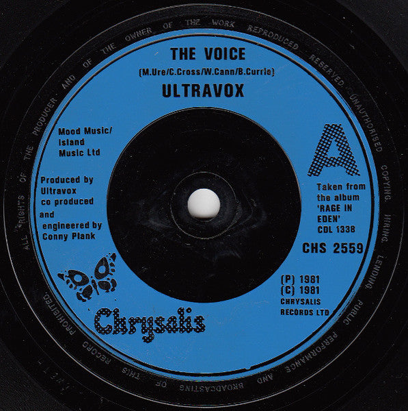Ultravox : The Voice (7", Single, Blu)