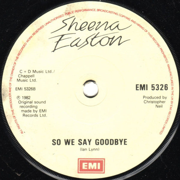 Sheena Easton : Machinery (7", Sol)