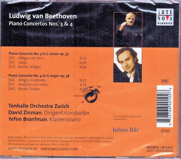 Ludwig van Beethoven / Yefim Bronfman, Tonhalle-Orchester Zürich, David Zinman : Piano Concertos Nos. 3 & 4 (CD, Album)