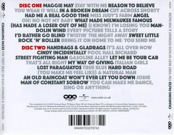 Rod Stewart & Faces (3) : Changing Faces ( The Very Best Of Rod Stewart & The Faces) (The Definitive Collection 1969 - 1974) (2xCD, Comp, RE,  )