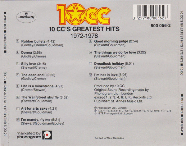 10cc : Greatest Hits 1972-1978 (CD, Comp, RE)