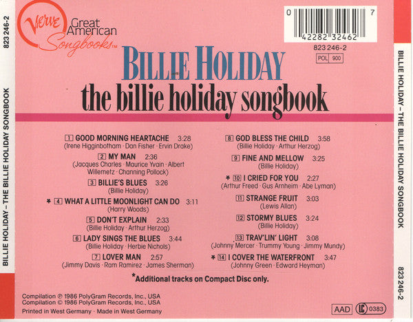 Billie Holiday : The Billie Holiday Songbook (CD, Comp, RP, PMD)