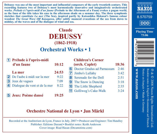 Claude Debussy, Orchestre National De Lyon, Jun Märkl : Orchestral Works • 1 (CD, Album)