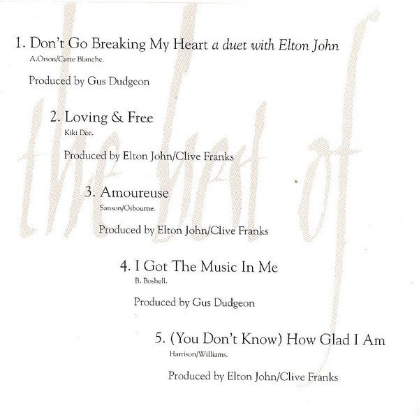 Kiki Dee : The Very Best Of Kiki Dee (CD, Album, Comp)