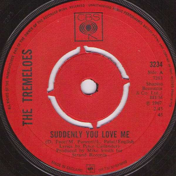 The Tremeloes : As You Are / Suddenly You Love Me  (7", Single)