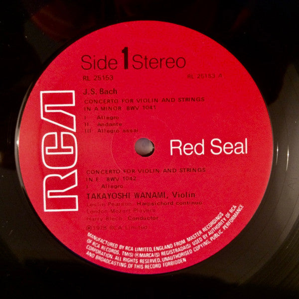 Takayoshi Wanami, Leon Goossens, London Mozart Players, Johann Sebastian Bach : Concertos For Violin And Strings, Concerto For Violin, Oboe And Strings (LP, Album)