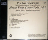 Wolfgang Amadeus Mozart, Pinchas Zukerman, The Saint Paul Chamber Orchestra : Violin Concerti Nos. 3 & 5 (CD, Album, RE)