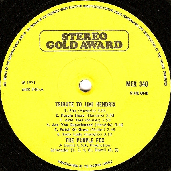 The Purple Fox : Tribute To Jimi Hendrix (LP, Album)