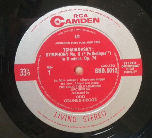 Pyotr Ilyich Tchaikovsky, Oslo Filharmoniske Orkester, Odd Grüner-Hegge : Tchaikovsky Pathetique Symphony (LP)