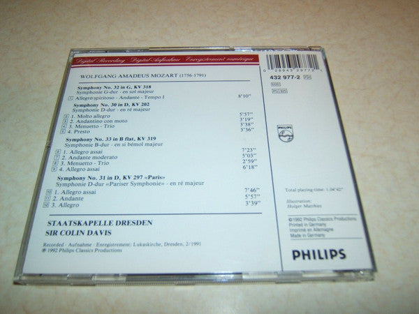 Wolfgang Amadeus Mozart - Staatskapelle Dresden, Sir Colin Davis : Symphonies Nos. 30, 31 <<Paris>>, 32 & 33 (CD)