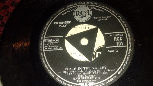 Elvis Presley : Peace In The Valley (7", EP, Tri)
