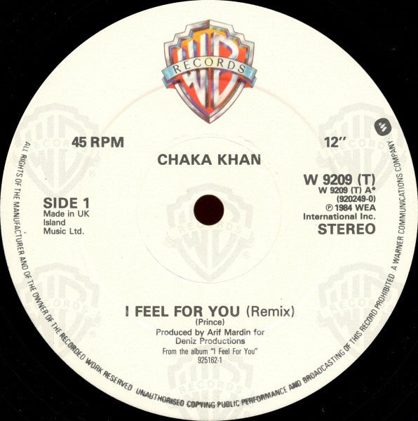 Chaka Khan : I Feel For You (12", Single, Dam)