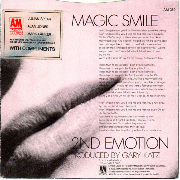 Rosie Vela : Magic Smile (7", Single, Blu)