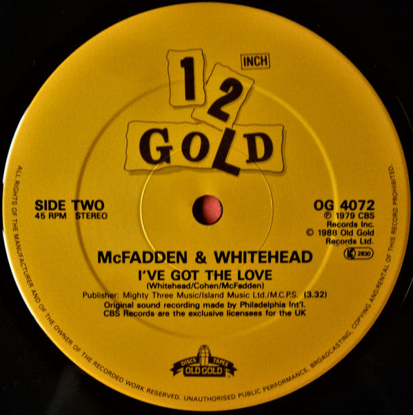 McFadden & Whitehead : Ain't No Stoppin' Us Now / I've Got The Love (12")