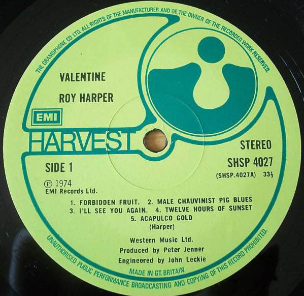 Roy Harper : Valentine (LP, Album)