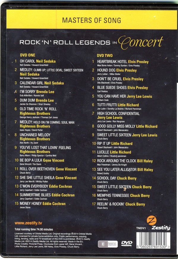 Various : Masters Of Song - Rock'N*Roll Legends In Concert (2xDVD, Comp)