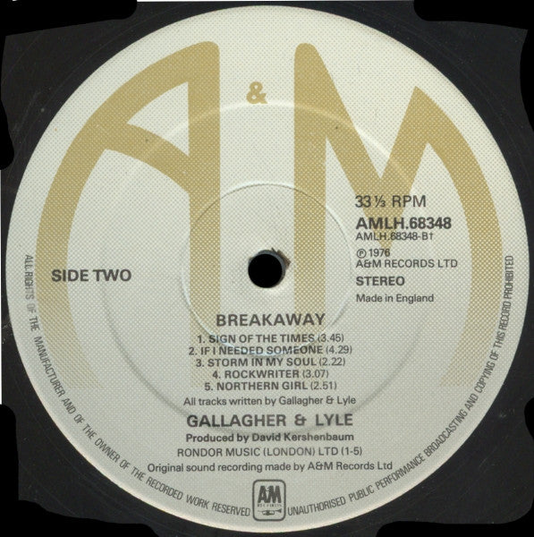 Gallagher & Lyle : Breakaway (LP, Album)