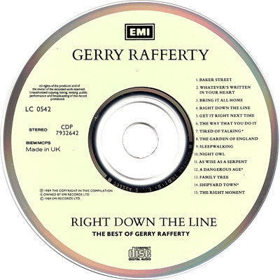 Gerry Rafferty : Right Down The Line - The Best Of Gerry Rafferty (CD, Comp, RE)