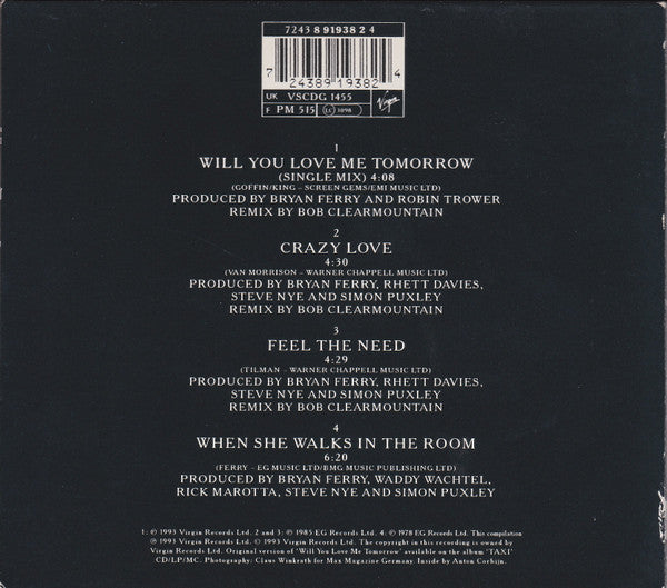 Bryan Ferry : Will You Love Me Tomorrow (CD, Single, Dig)