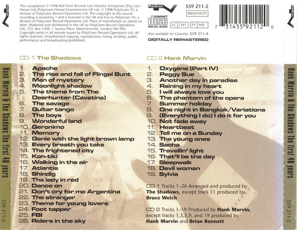 Hank Marvin / The Shadows : The Very Best Of Hank Marvin & The Shadows The First 40 Years (2xCD, Comp)