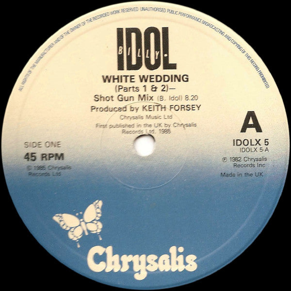 Billy Idol : White Wedding Parts I & II (Shot Gun Mix) (12", Single, P/Mixed)