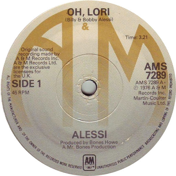 Alessi - Oh, Lori (7) (Good Plus (G)) - DaddyPop