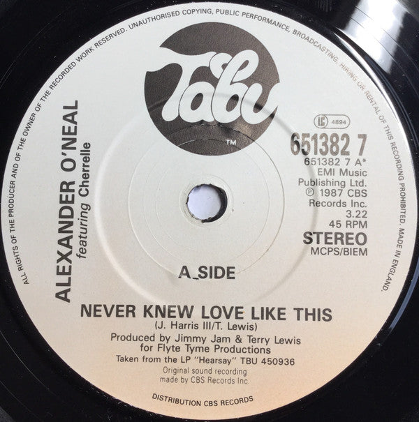 Alexander ONeal Featuring Cherrelle - Never Knew Love Like This (7) (Near Mint (NM Or M-)) - DaddyPop