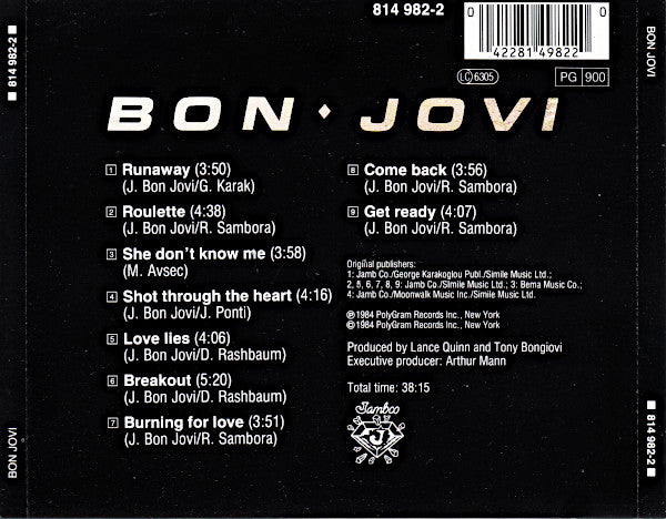 Bon Jovi : Bon Jovi (CD, Album, RE)