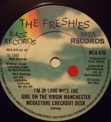 The Freshies : I'm In Love With The Girl On The Manchester Virgin Megastore Check-Out Desk (7", Single)