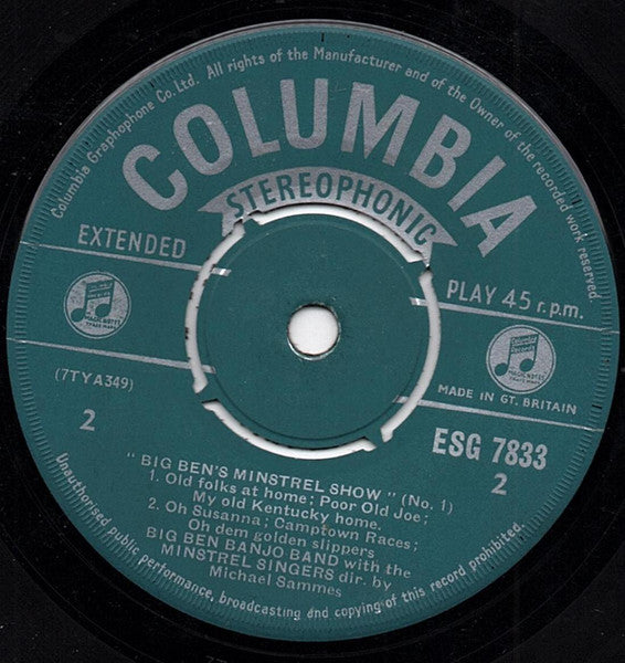 The Big Ben Banjo Band With The Minstrel Singers : Big Ben's Minstrel Show (No.1) (7", EP)