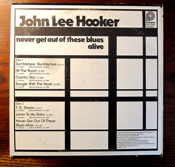 John Lee Hooker - Never Get Out Of These Blues Alive (LP) (Very Good Plus (VG)) - DaddyPop