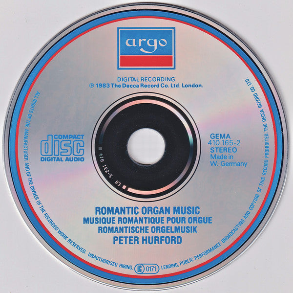 Peter Hurford : Romantic Organ Music (CD, Album)