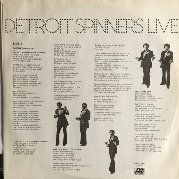 Spinners : Detroit Spinners Live! (2xLP, Album)