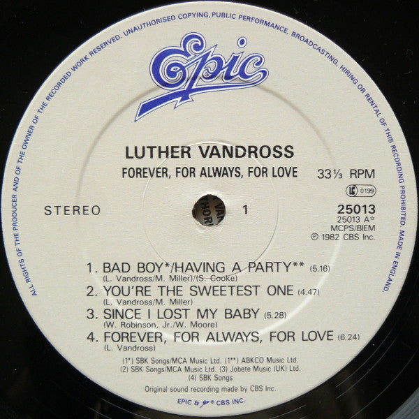 Luther Vandross : Forever, For Always, For Love (LP, RE)