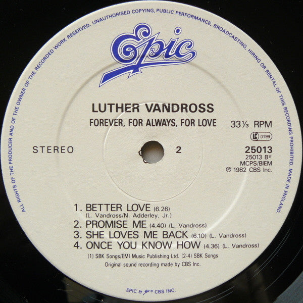 Luther Vandross : Forever, For Always, For Love (LP, RE)