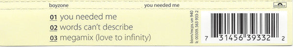 Boyzone : You Needed Me (CD, Single)