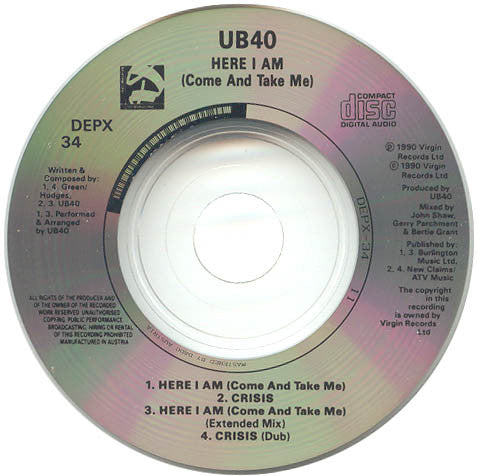 UB40 : Here I Am (Come And Take Me) (CD, Mini, Single)