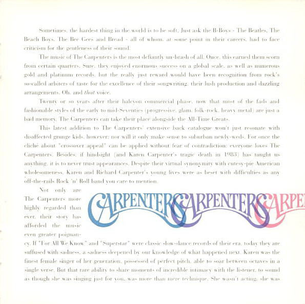 Carpenters : Love Songs (CD, Comp, RP)