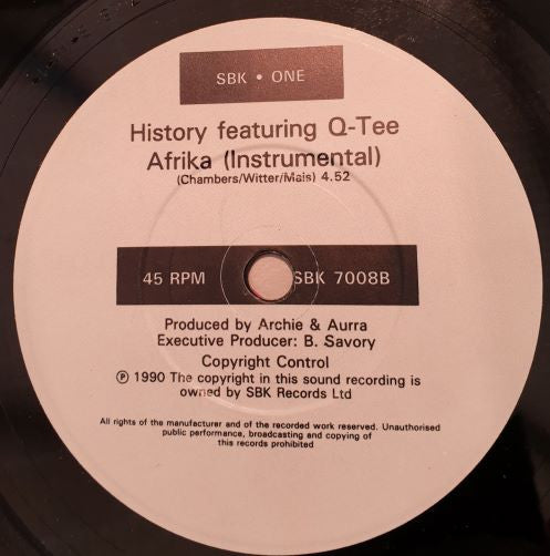 History Featuring Q-Tee : Afrika (7", Single, Pap)