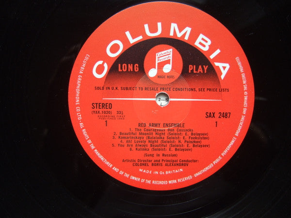 The Alexandrov Red Army Ensemble Artistic Director And Principle Conductor Boris Alexandrov : Red Army Ensemble (LP, Album, RE, Lab)