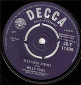 Billy Fury : I'd Never Find Another You / Sleepless Nights (7", Single)