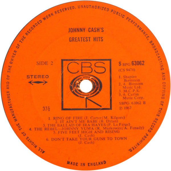 Johnny Cash : Greatest Hits Volume 1 (LP, Comp)