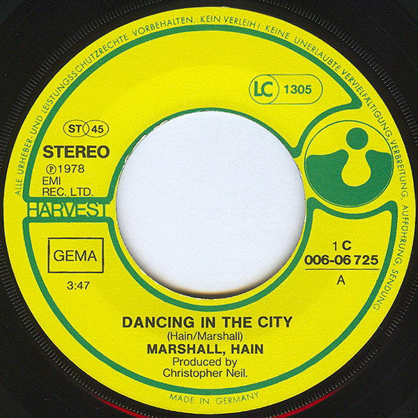 Marshall Hain : Dancing In The City (7", Single)