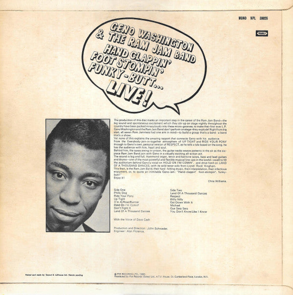 Geno Washington & The Ram Jam Band : Hand Clappin' Foot Stompin' Funky-Butt... Live! (LP, Mono)