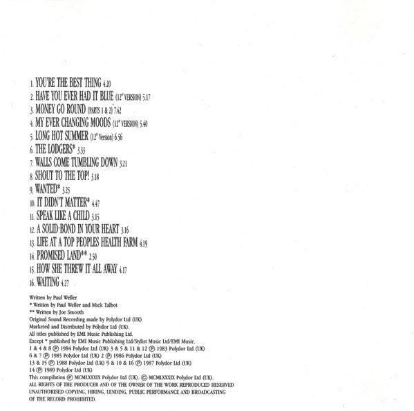 The Style Council : The Singular Adventures Of The Style Council (Greatest Hits Vol. 1) (CD, Comp)