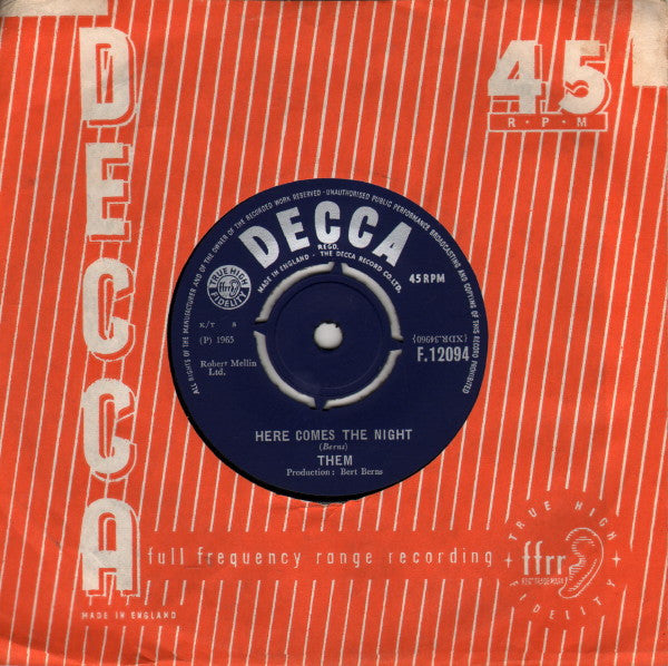 Them (3) : Here Comes The Night (7", Single)