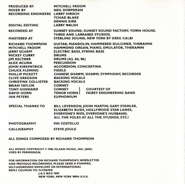 Richard Thompson : Daring Adventures (CD, Album)