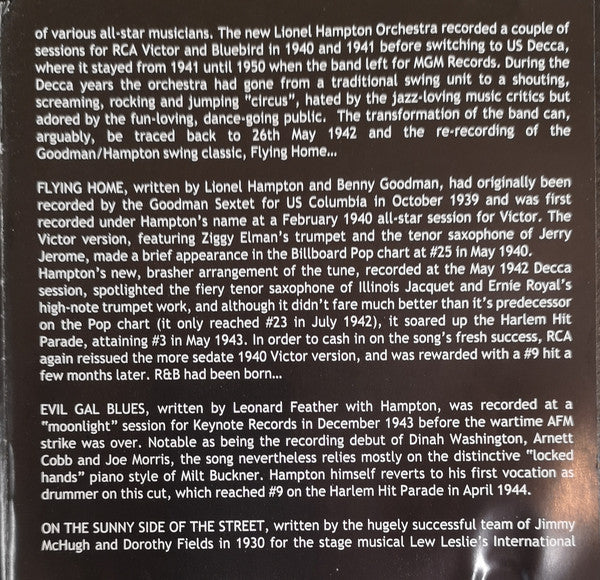 Lionel Hampton - Jukebox Hits 1943-1950 (CD) (Near Mint (NM Or M-)) - DaddyPop